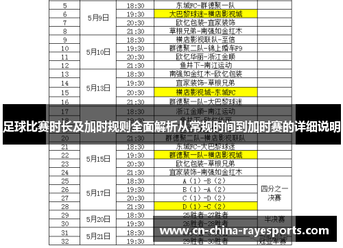 足球比赛时长及加时规则全面解析从常规时间到加时赛的详细说明